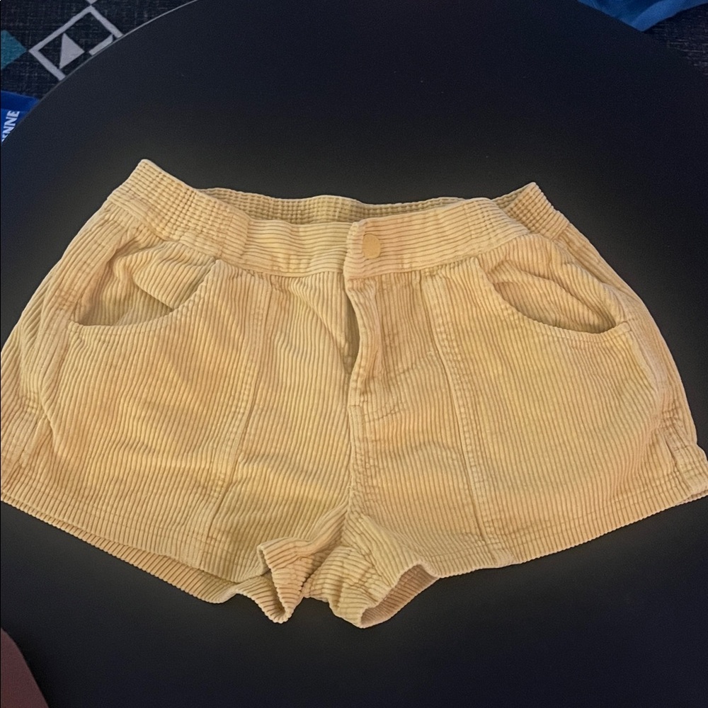 Faherty High Waist Yellow Corduroy Shorts